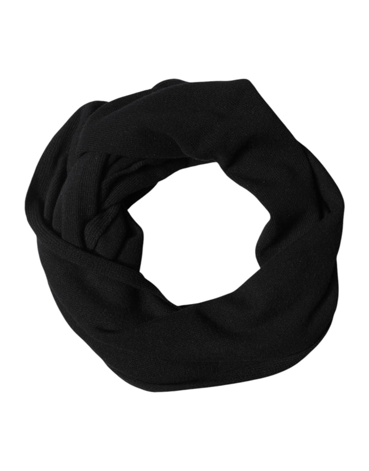 Dolce &amp; Gabbana Black Wool Knit Neck Wrap Shawl Men Scarf