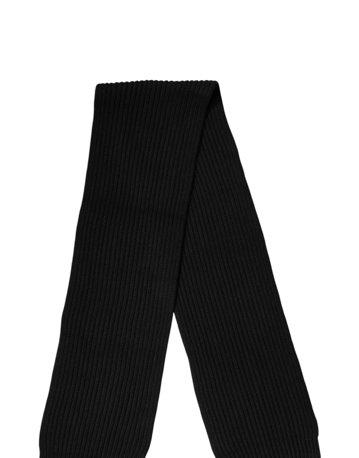 Dolce &amp; Gabbana Black Cashmere Knit Neck Wrap Shawl 202cm x 26cm  Scarf