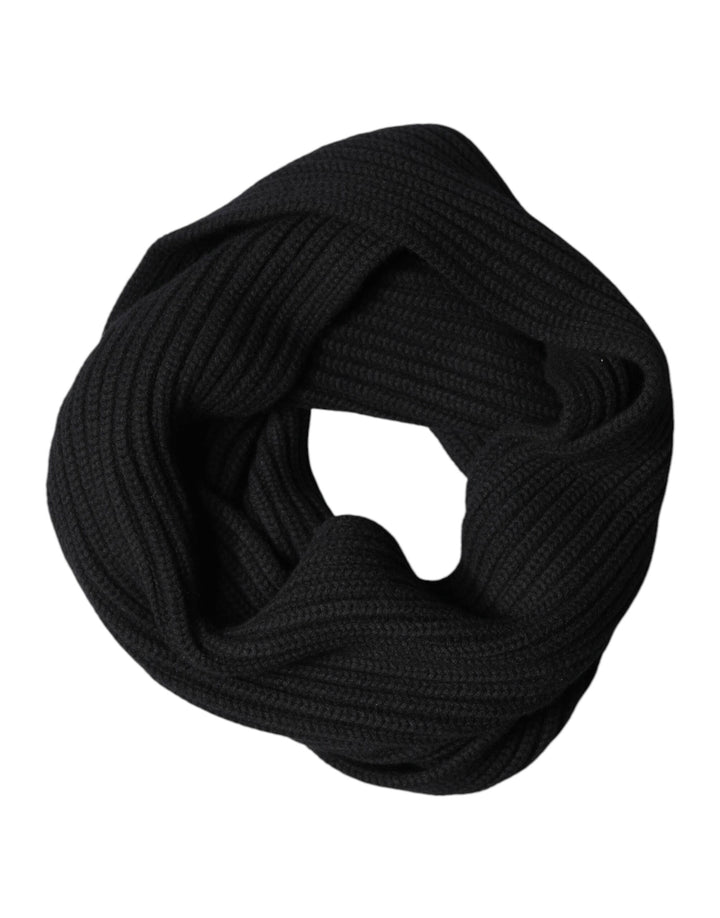 Dolce &amp; Gabbana Black Cashmere Knit Neck Wrap Shawl 202cm x 26cm  Scarf