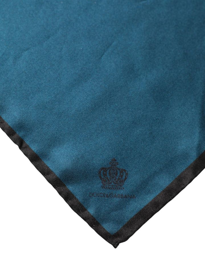 Dolce &amp; Gabbana Blue Silk Square Pocket Handkerchief Scarf