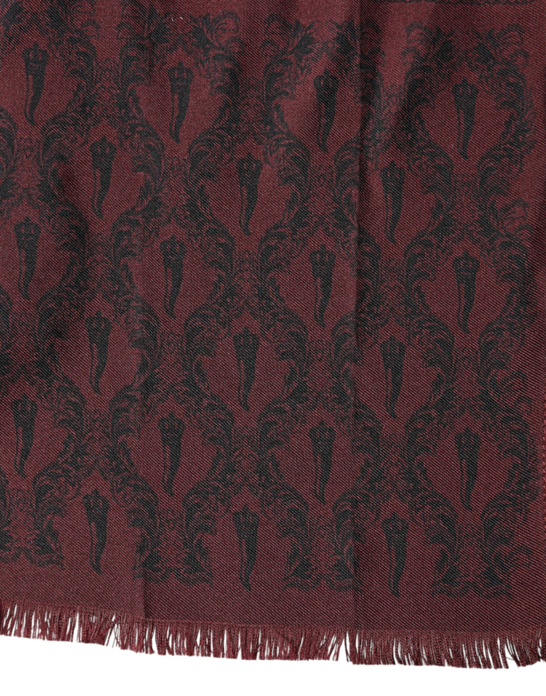 Dolce &amp; Gabbana Maroon Patterned Silk Wrap Foulard Men 133cm x 22cm Scarf