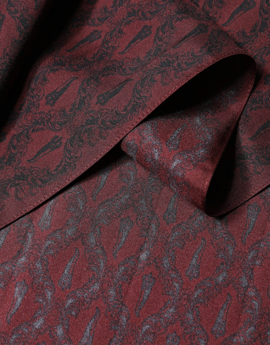 Dolce &amp; Gabbana Maroon Patterned Silk Wrap Foulard Men 133cm x 22cm Scarf