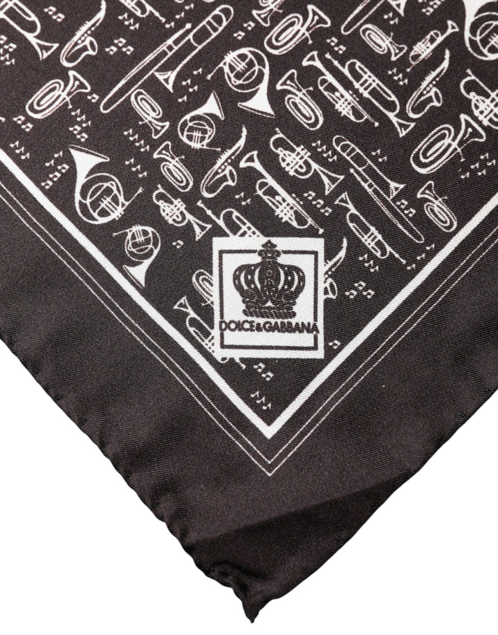 Dolce &amp; Gabbana Brown Jazz Club Square Handkerchief Men 32cm x 31cm Scarf