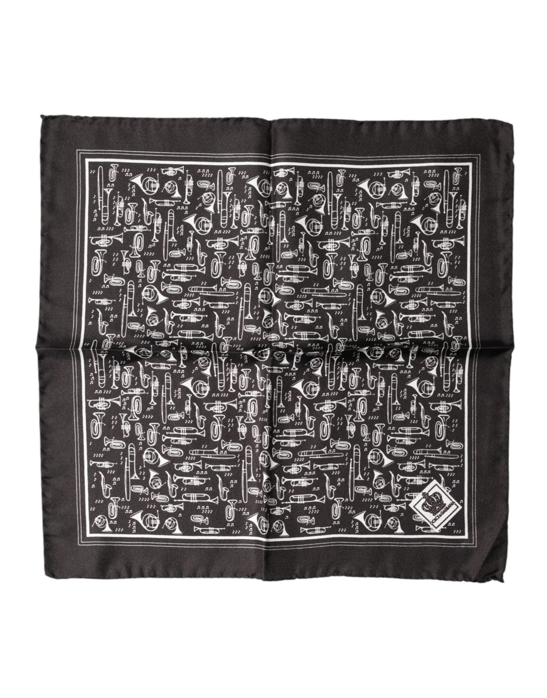 Dolce &amp; Gabbana Brown Jazz Club Square Handkerchief Men 32cm x 31cm Scarf