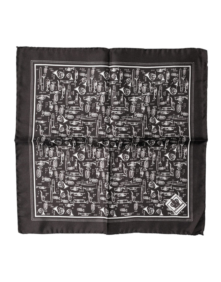 Dolce &amp; Gabbana Brown Jazz Club Square Handkerchief Men 32cm x 31cm Scarf