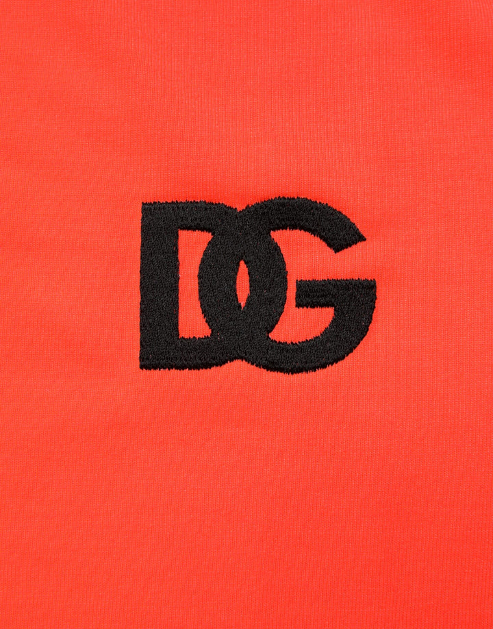 Dolce &amp; Gabbana Neon Orange Polyester Crew Neck Men T-shirt
