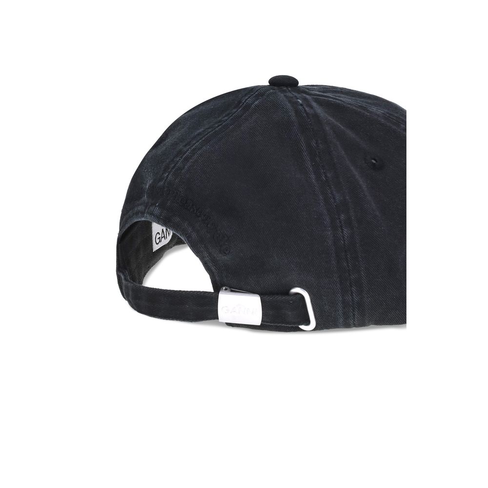 Ganni Black Cotton Cap (Baseball Hat)