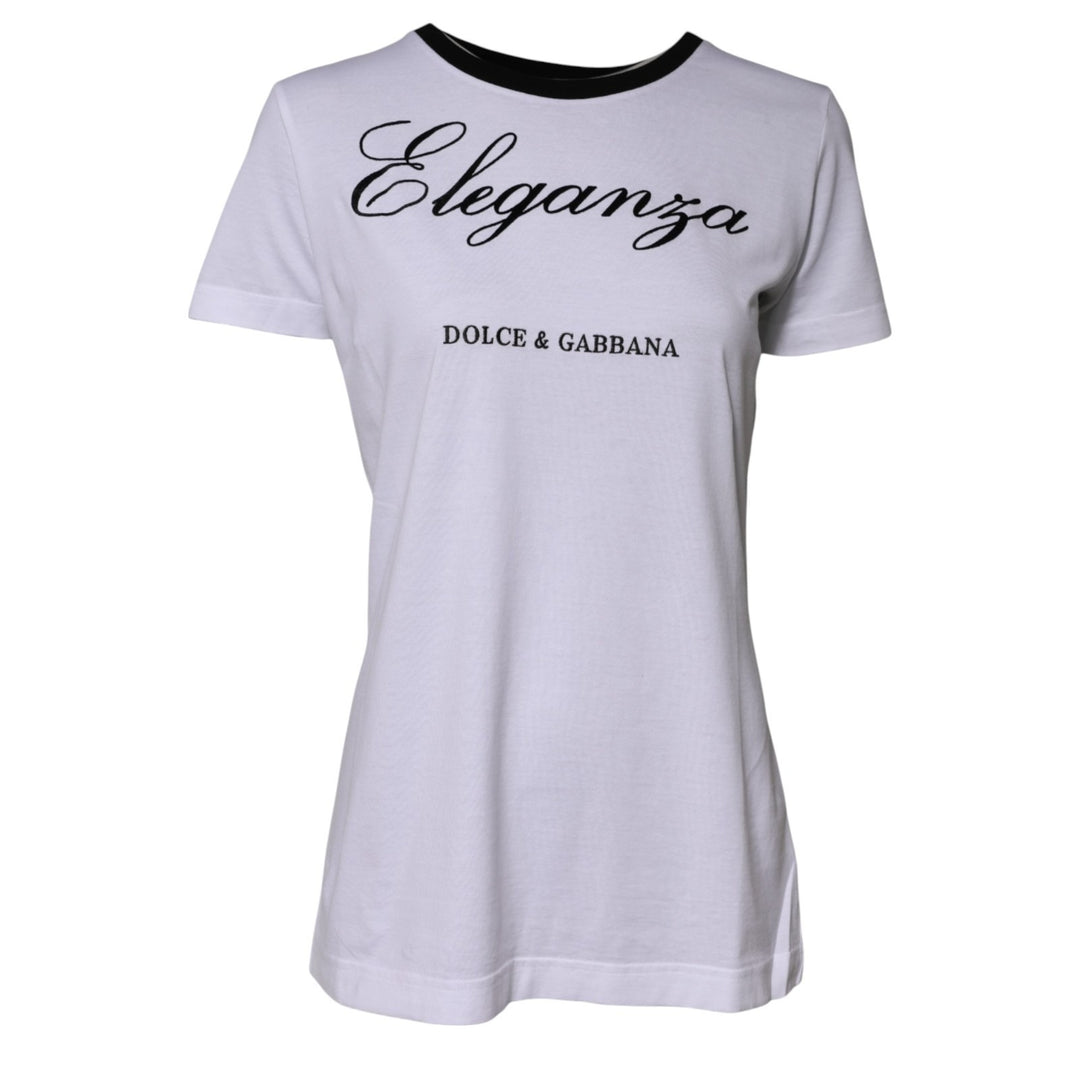 Dolce &amp; Gabbana White Eleganza Cotton Crew Neck Tee T-shirt
