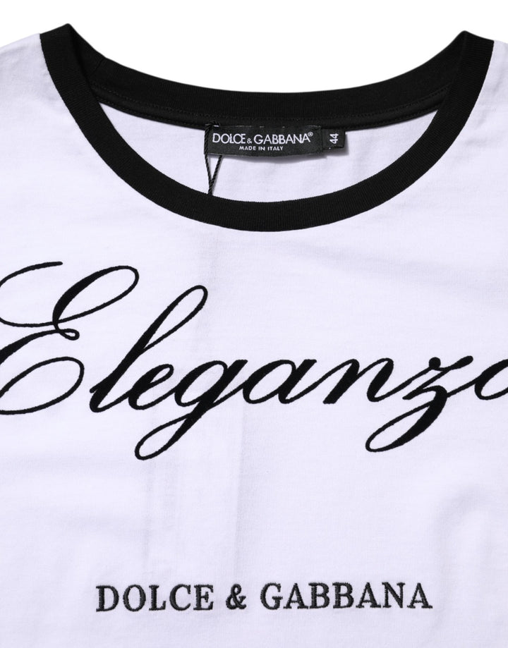 Dolce &amp; Gabbana White Eleganza Cotton Crew Neck Tee T-shirt