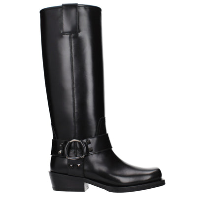 Valentino Garavani Black Leather Boots