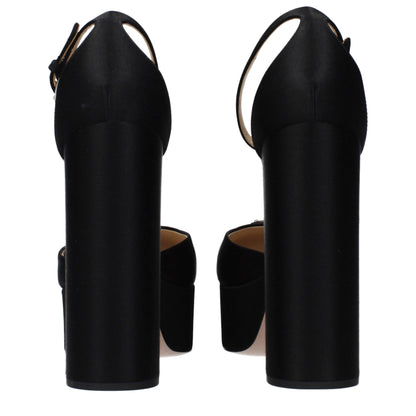 Prada Black Satin Platform Pumps