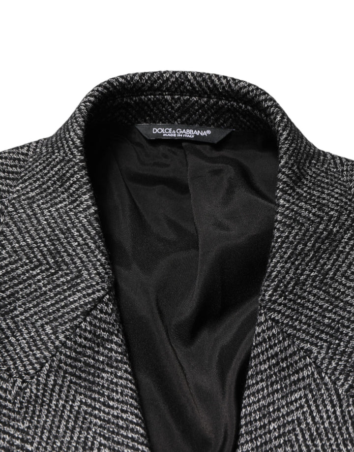 Dolce &amp; Gabbana Gray Wool Blend Long Trench Coat Men Jacket