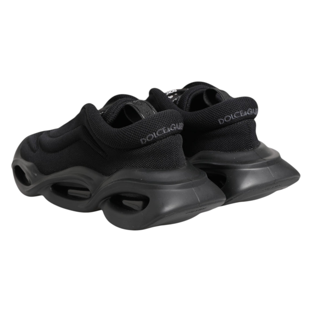 Dolce &amp; Gabbana Black Slip On Low Top Wave Sneakers Shoes