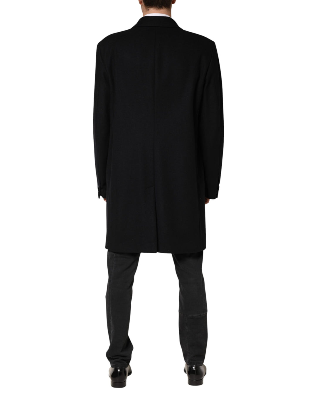 Dolce &amp; Gabbana Black Wool Single Breasted Long Coat Jacket