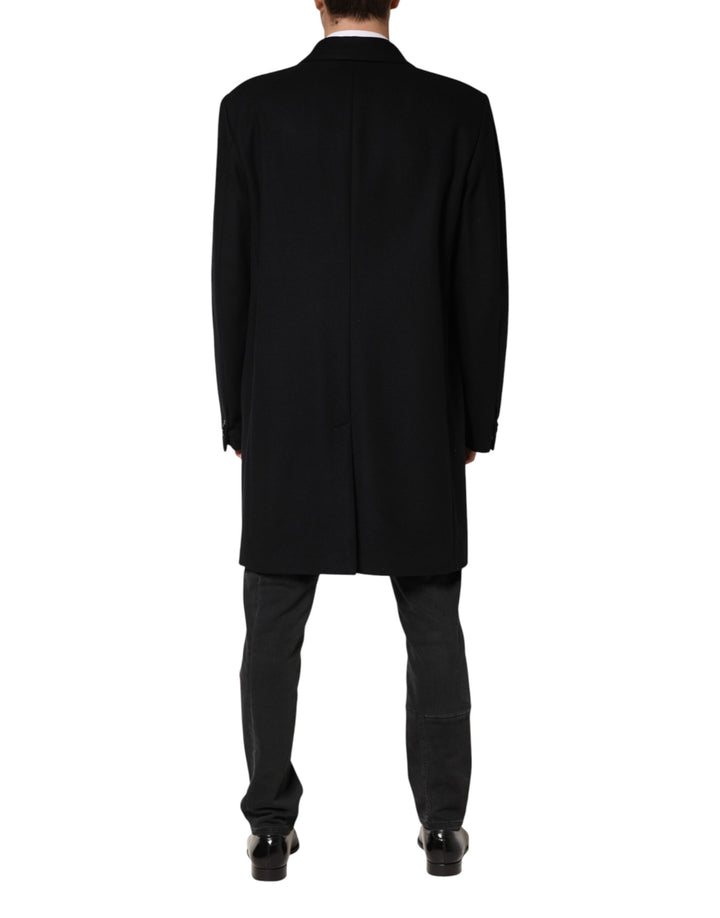 Dolce &amp; Gabbana Black Wool Single Breasted Long Coat Jacket