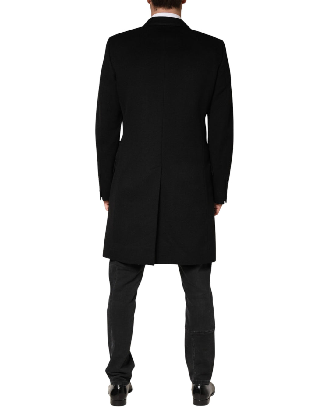 Dolce &amp; Gabbana Black Wool Double Breasted TrenchCoat Jacket