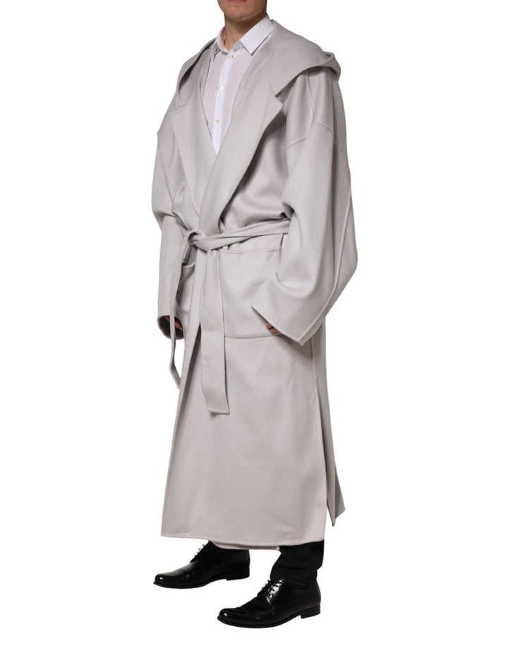 Dolce &amp; Gabbana Off White Belted Long Trench Coat Men Jacket