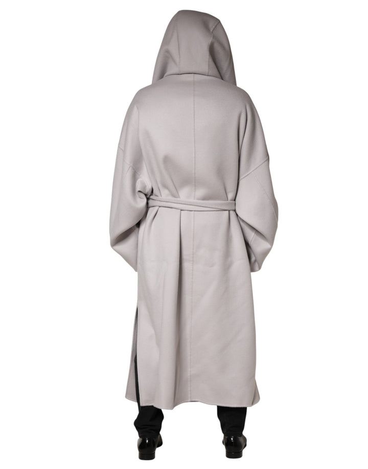 Dolce &amp; Gabbana Off White Belted Long Trench Coat Men Jacket