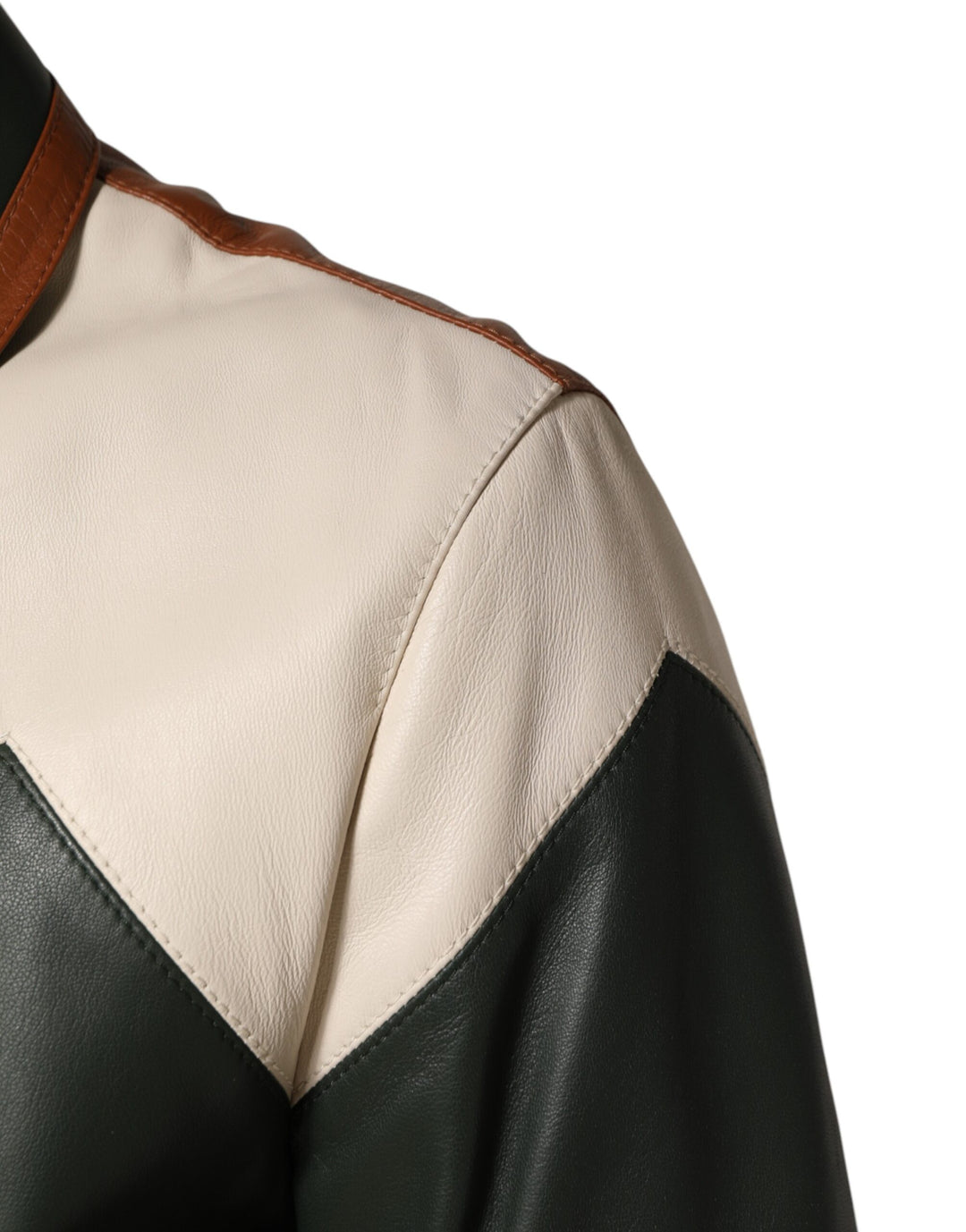 Dolce &amp; Gabbana Multicolor Leather Full Zip men Biker Jacket