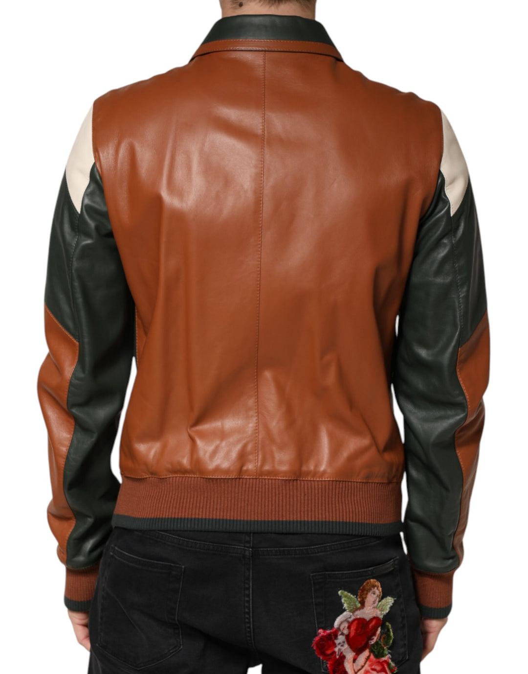Dolce &amp; Gabbana Multicolor Leather Full Zip men Biker Jacket