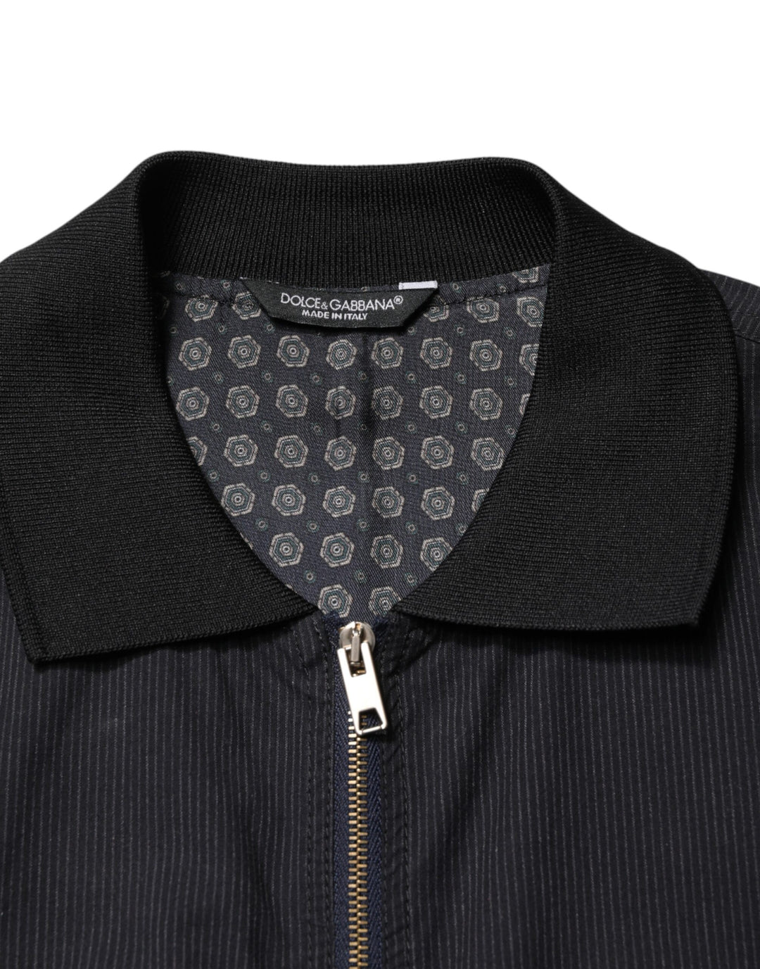 Dolce &amp; Gabbana Dark Blue Cotton Full Zip Bomber Men Jacket