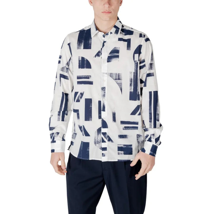 Antony Morato Blue Viscose Pattern Shirt