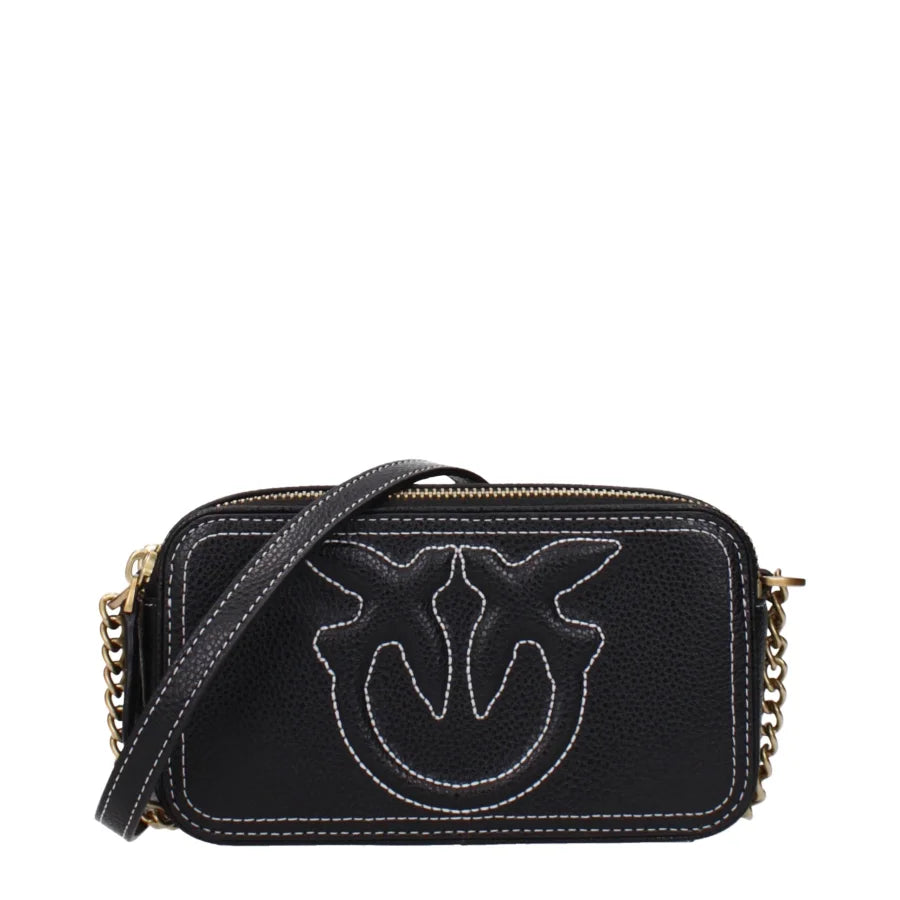 PINKO Black Leather Crossbody Bag