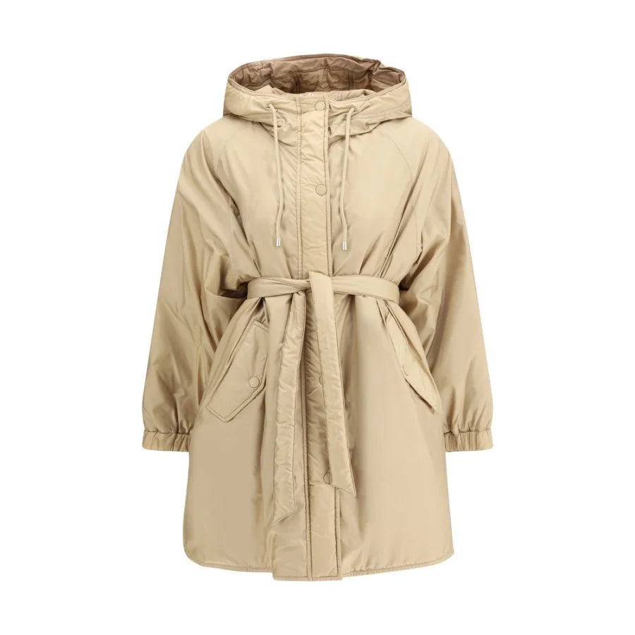 Max Mara Beige Polyester Full-Length Jacket