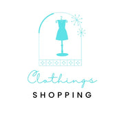 Logo for a clothing shopping service with a dress on a mannequin and decorative elements.