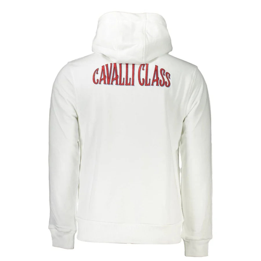 Cavalli Class White Cotton Men’s Hooded Sweater