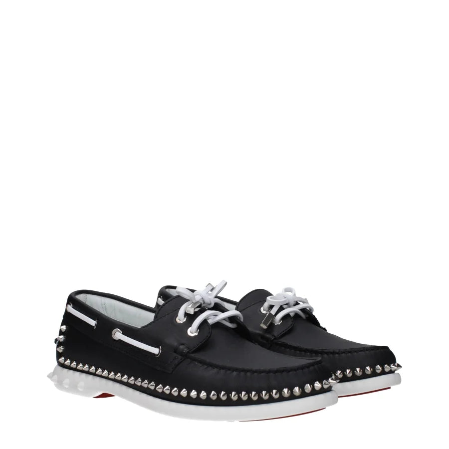 Christian Louboutin Black Leather Slip-On Loafers