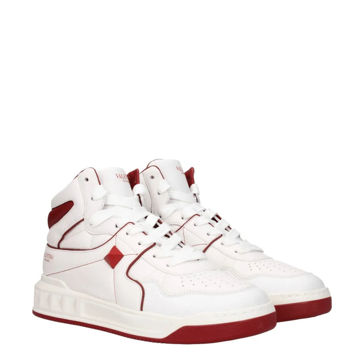 Valentino Garavani White Leather High Top Sneakers