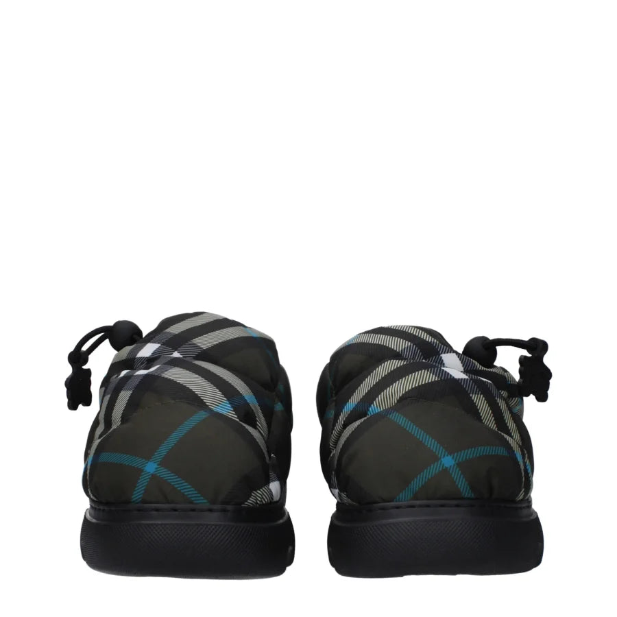 Burberry Green Fabric Slip-On Loafers