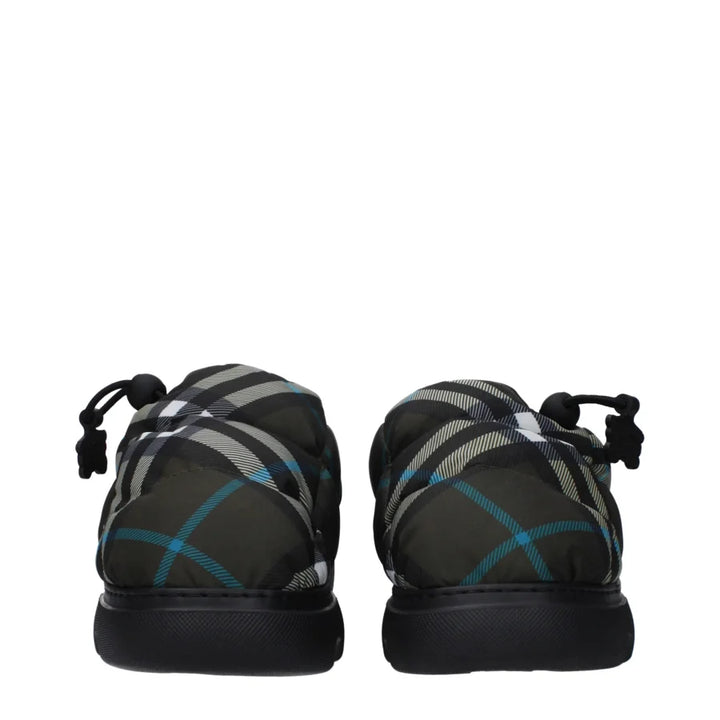 Burberry Green Fabric Slip-On Loafers