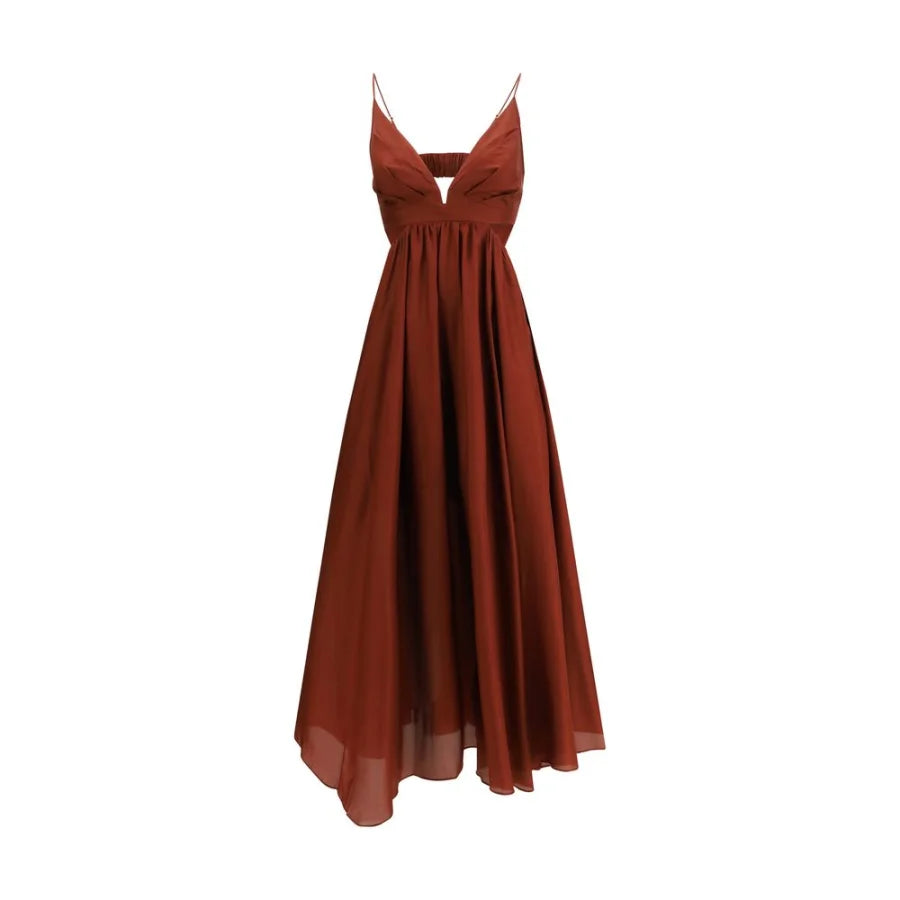 Zimmermann Bordeaux Silk Long Dress