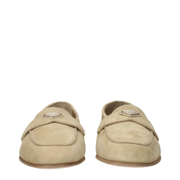 Prada Beige Leather Slip-On Loafers