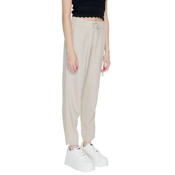 Only Beige Linen Casual Pants