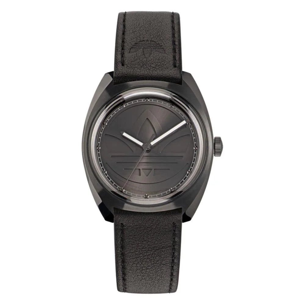 Adidas Black Leather Dress Watch with Mineral Glass and 5ATM Water Resistance