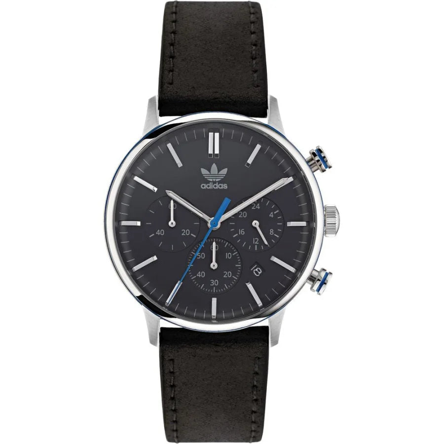 Adidas Black Leather Dress Watch
