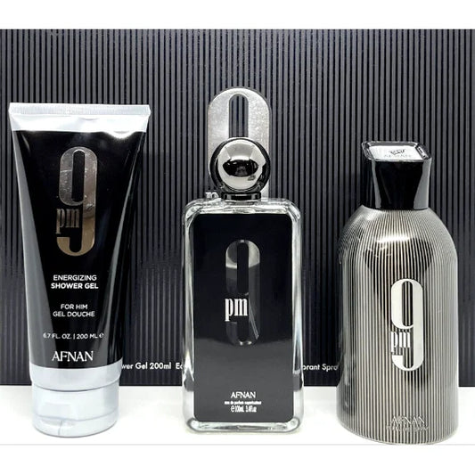 Seduction Unboxed Afnan 9 Pm Piece Gift Set with Shower Gel Men’s Sets