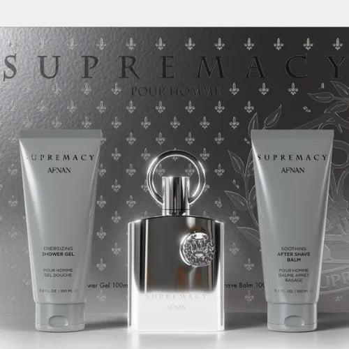 Afnan Supremacy Silver 3 Piece Gift Set for Men with Floral Scents Men’s Sets