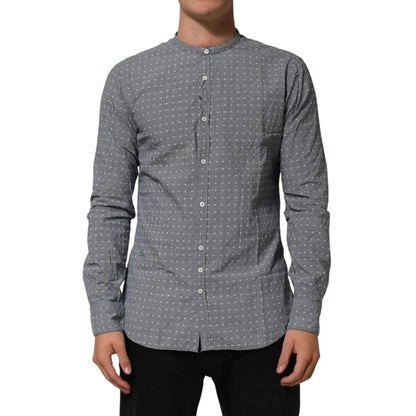 AGLINI Gray Polka Dot Shirt Classic Long Sleeves Timeless Style