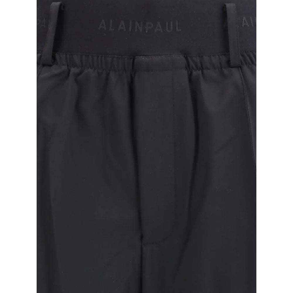 ALAINPAUL Black Fleece Wool Casual Pants