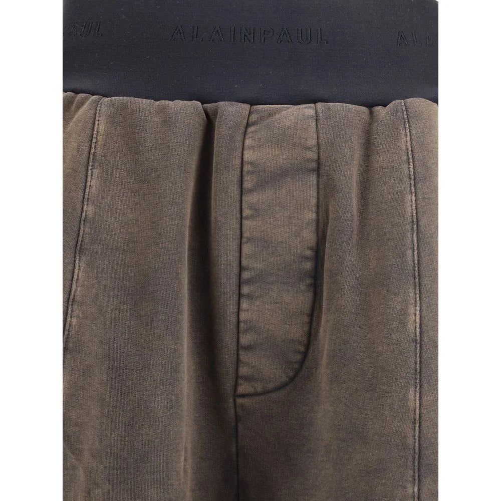 ALAINPAUL Brown Cotton Casual Pants