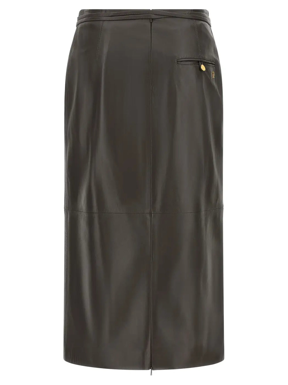 Alberta Ferretti Brown Lamb Leather Midi Skirt