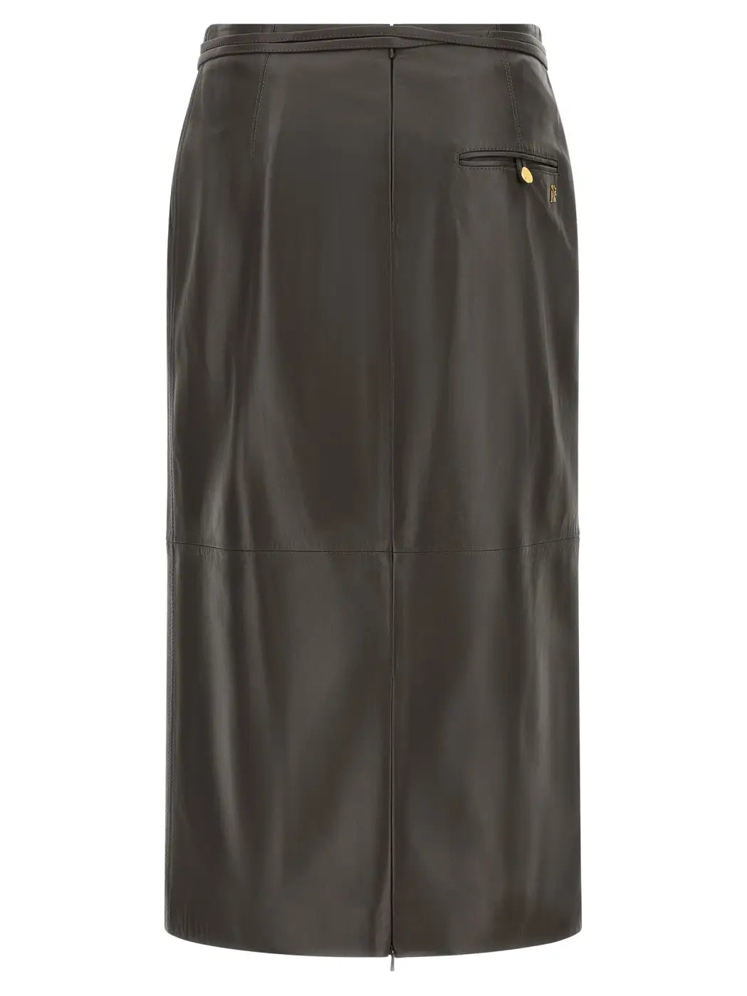 Alberta Ferretti Brown Lamb Leather Midi Skirt