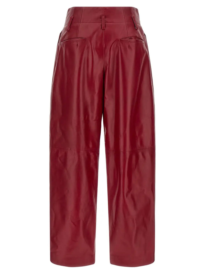 Alberta Ferretti Red Leather Pants