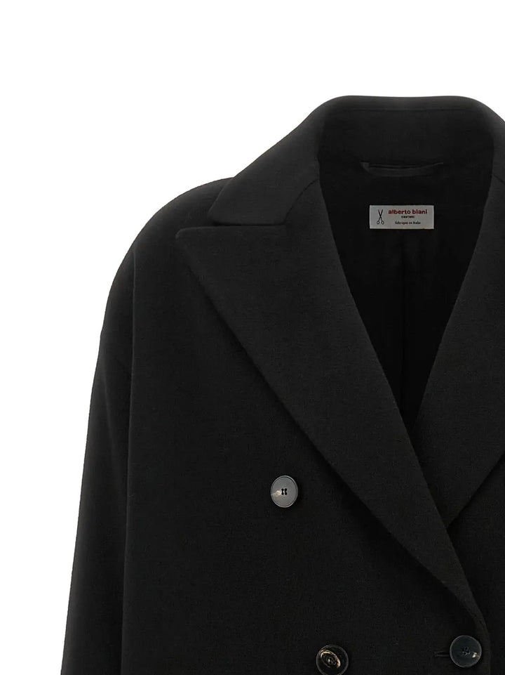 Alberto Biani Black Wool Coat