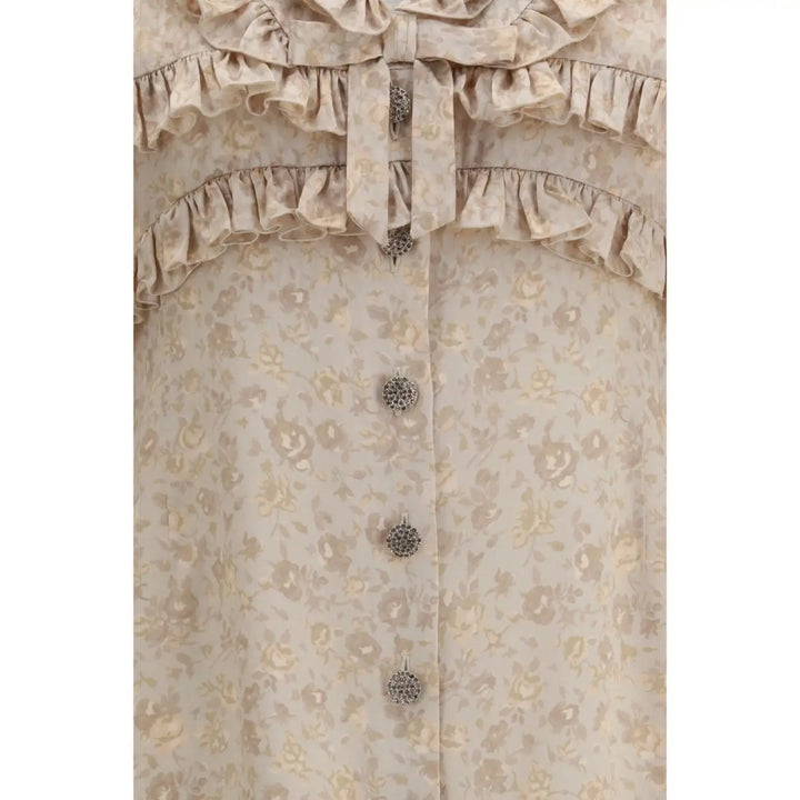 Alessandra Rich Beige Silk Casual Dress