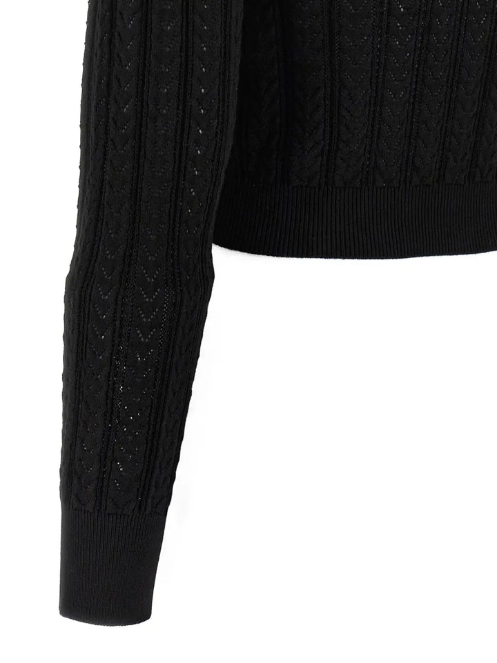 Alessandra Rich Black Cotton Cardigan